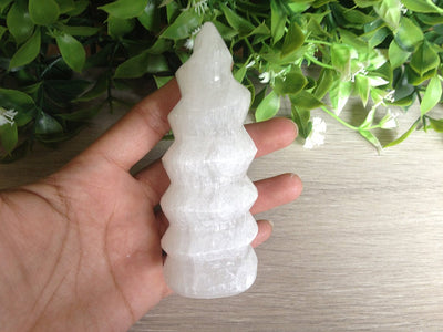 Polished Selenite Spiral Point, Selenite Crystals Spiral Tower