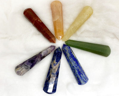 Set of 7 Chakra Faceted  Massage Healing Wand