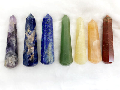 Set of 7 Chakra Faceted  Massage Healing Wand