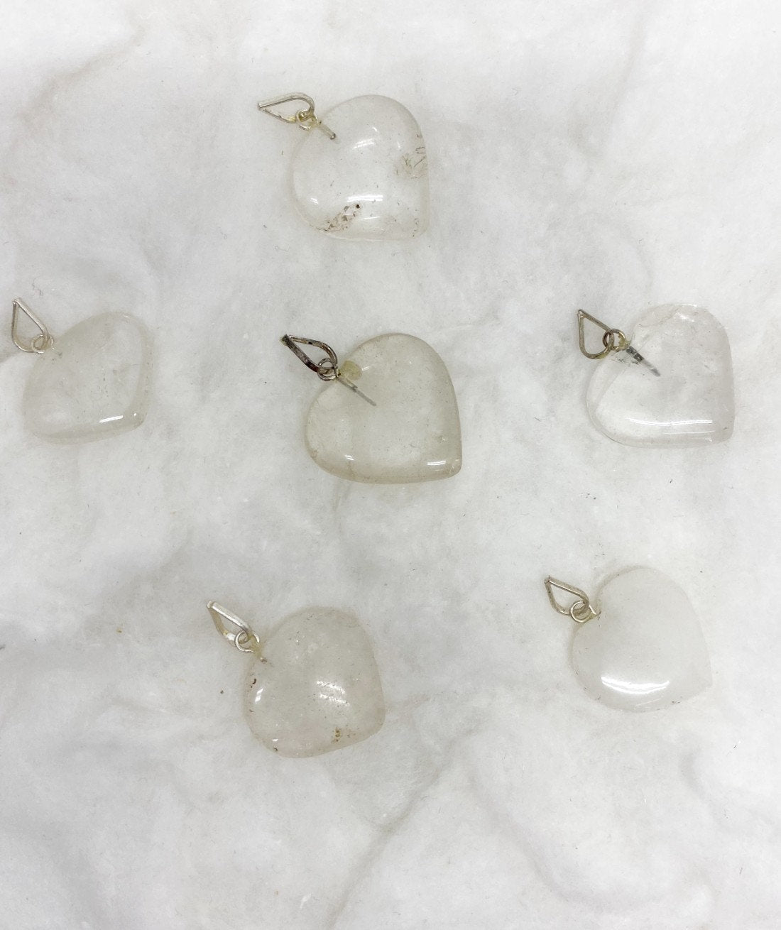 Crystal Quartz Flat Heart Pendant Stone Pendants