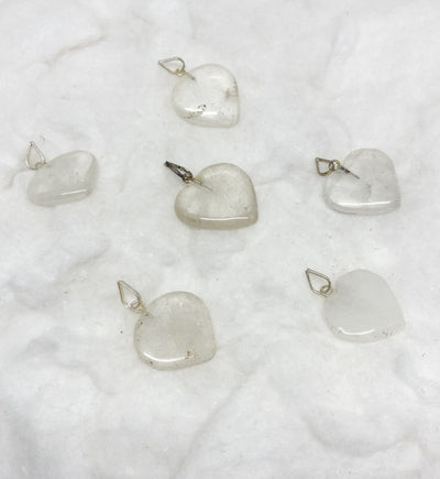 Crystal Quartz Flat Heart Pendant Stone Pendants