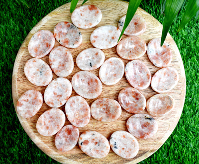 25pcs Polished Sunstone Crystal Worry Stone