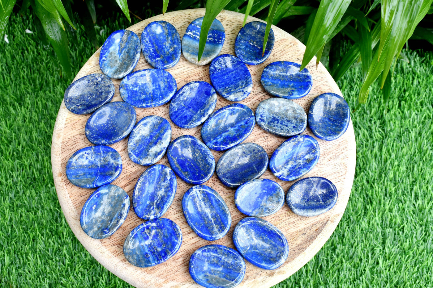 25pcs Raw Polished Oval Healing Lapis Lazuli Crystal Worry Stones