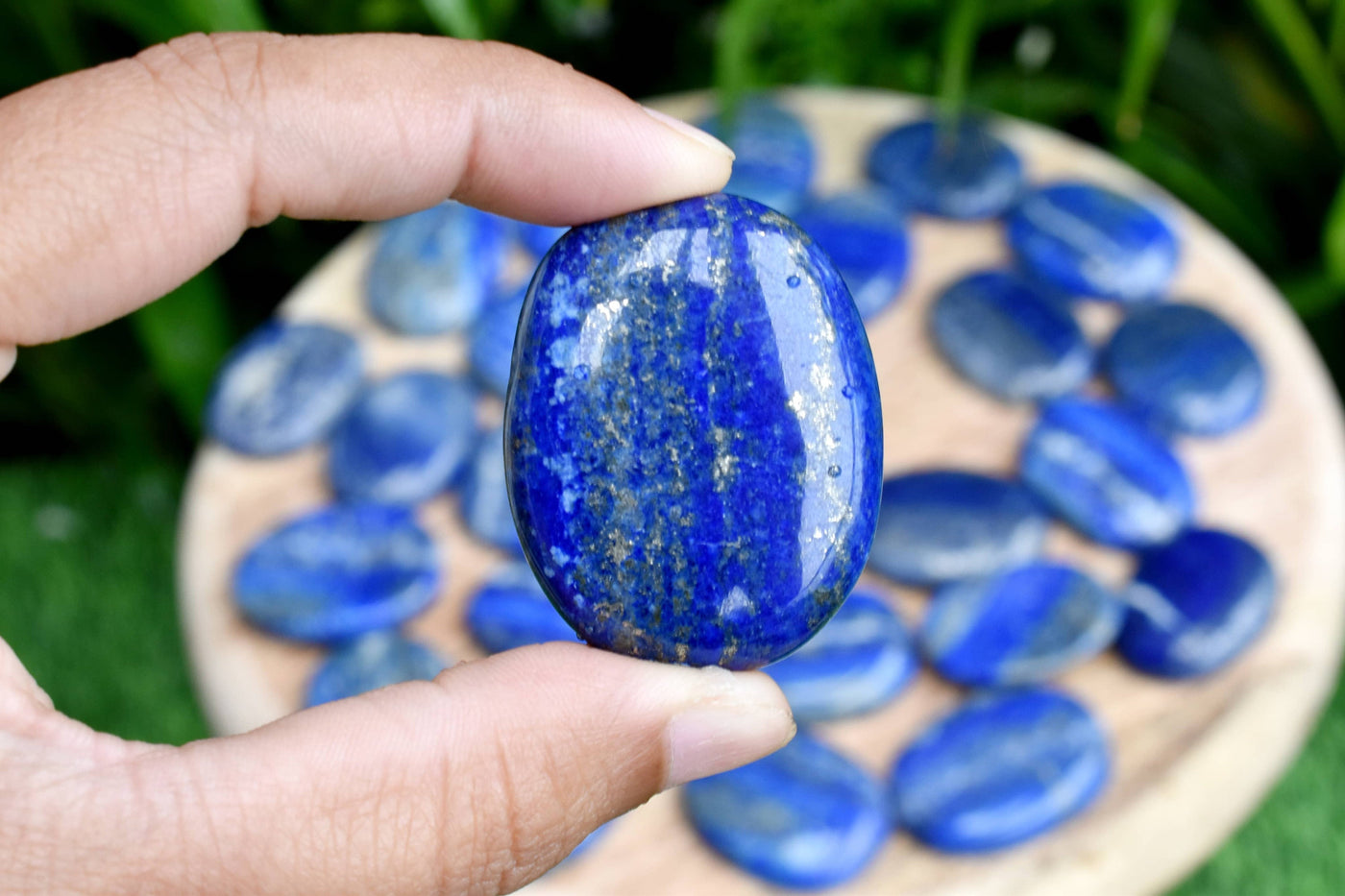 25pcs Raw Polished Oval Healing Lapis Lazuli Crystal Worry Stones