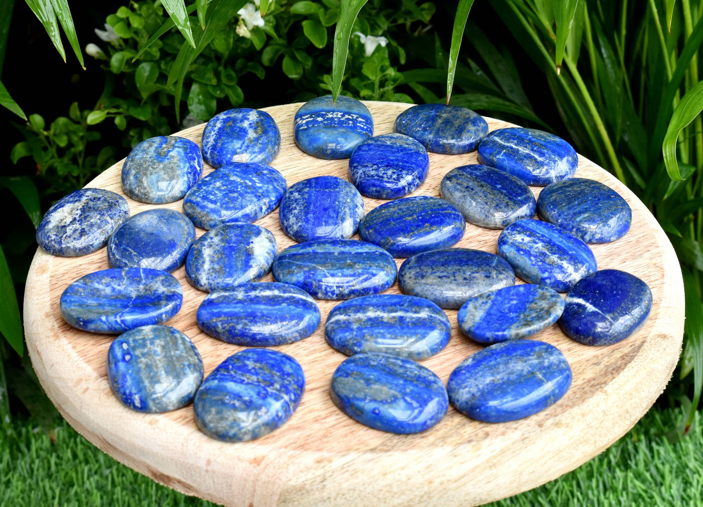 25pcs Raw Polished Oval Healing Lapis Lazuli Crystal Worry Stones