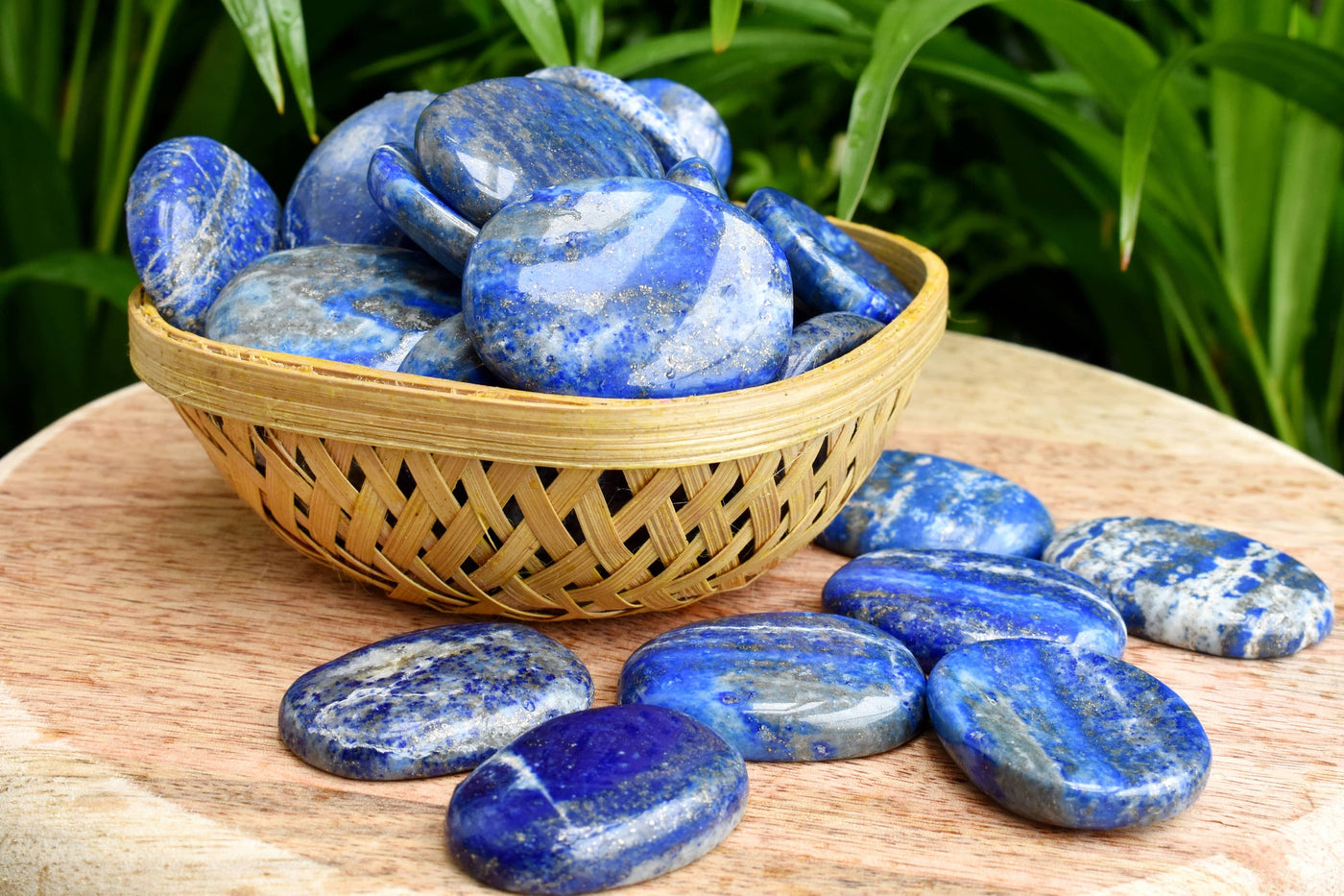 25pcs Raw Polished Oval Healing Lapis Lazuli Crystal Worry Stones