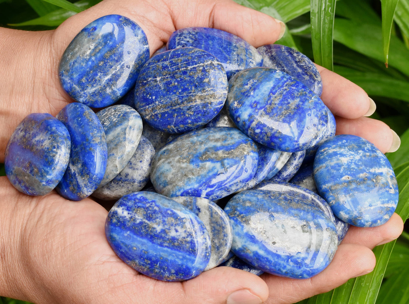 25pcs Raw Polished Oval Healing Lapis Lazuli Crystal Worry Stones