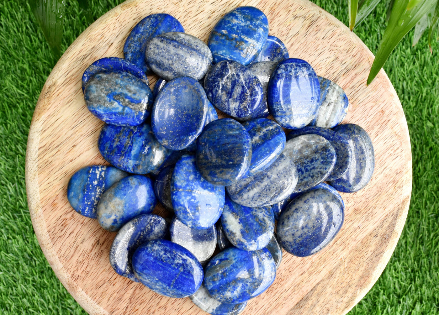 25pcs Raw Polished Oval Healing Lapis Lazuli Crystal Worry Stones